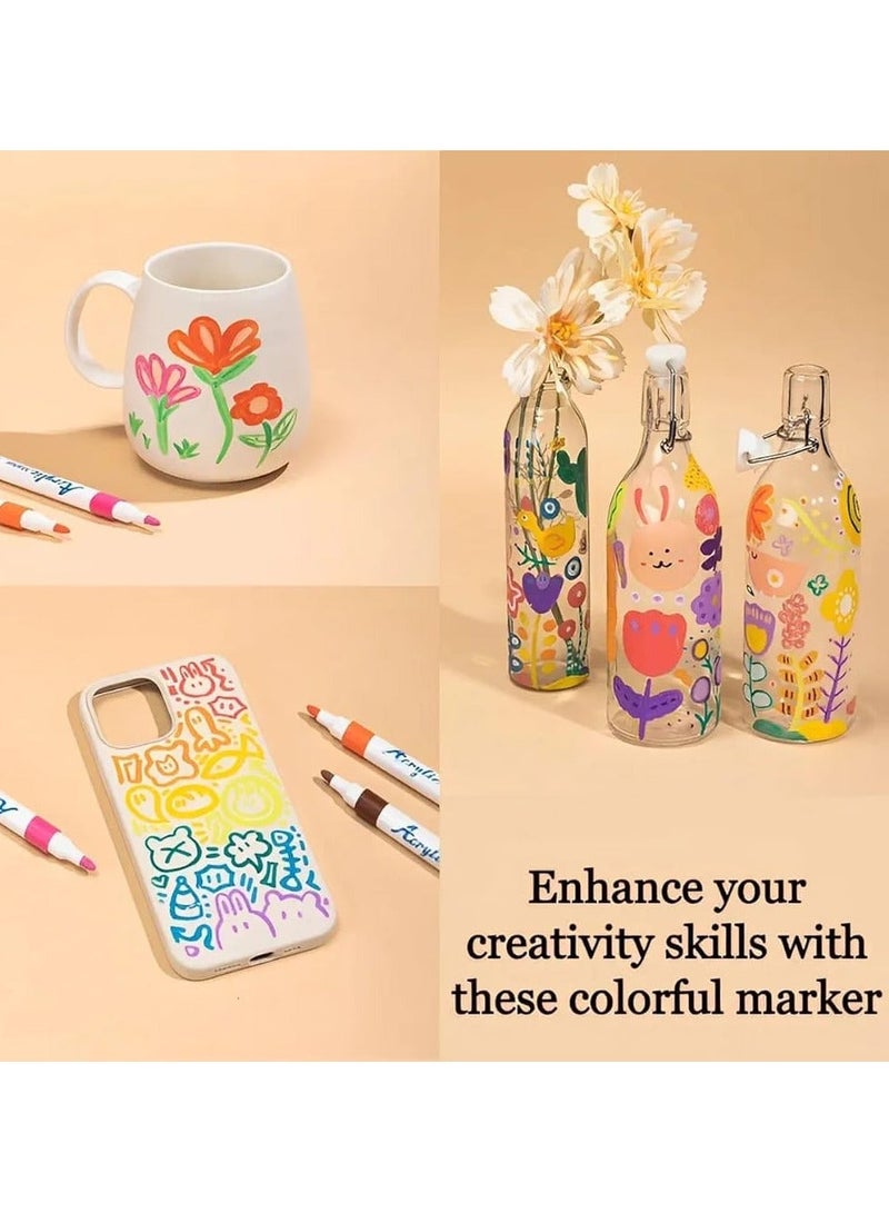 swasto Acrylic Painting Marker Pens Set of 100 Colors Water Based, Acrylic Markers Set, Fine Tip for Card, Rock, Ceramic, Glass, Stone, Wood, Fabric, Canvas, Metal - Image 4